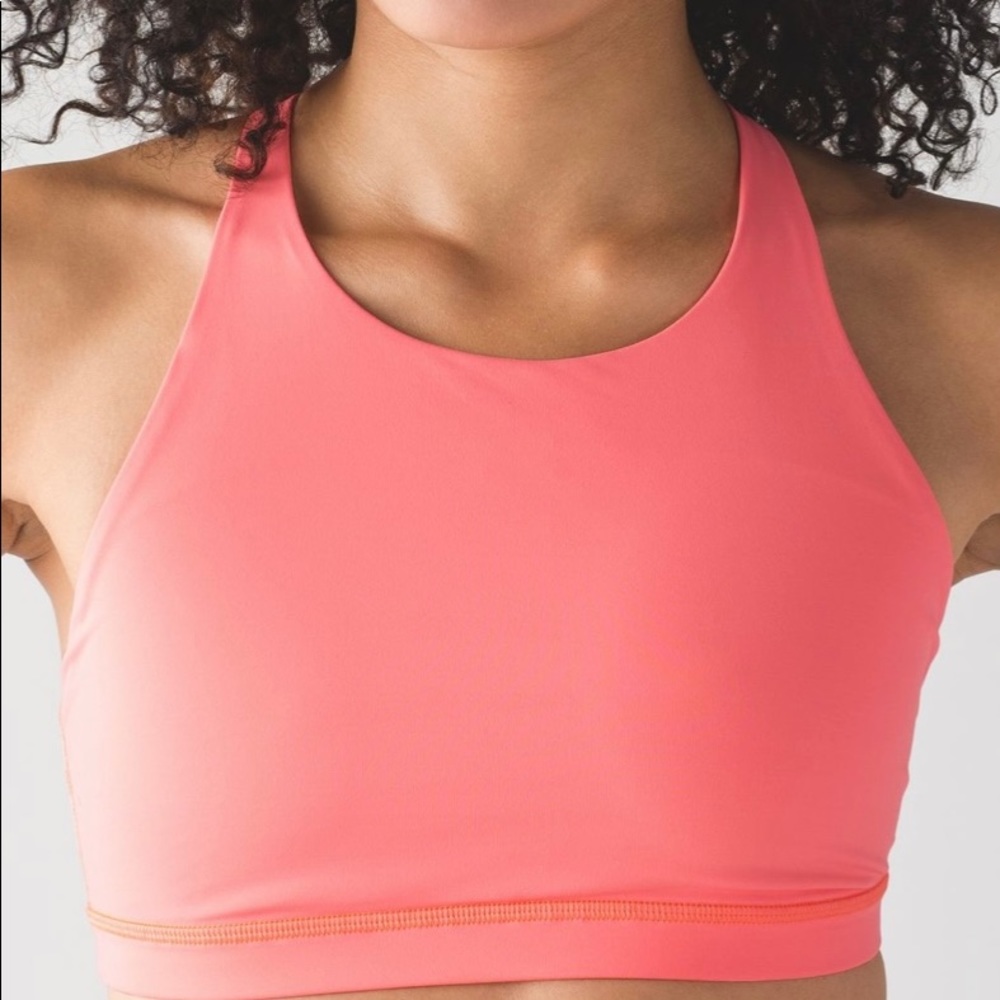 Lululemon High Neck Trinity Sports Bra, Size 4, Coral